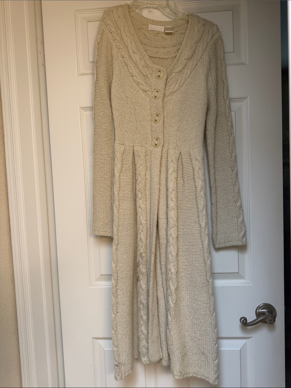 Cream Cable-Knit Button Snap Front Women's Sweater